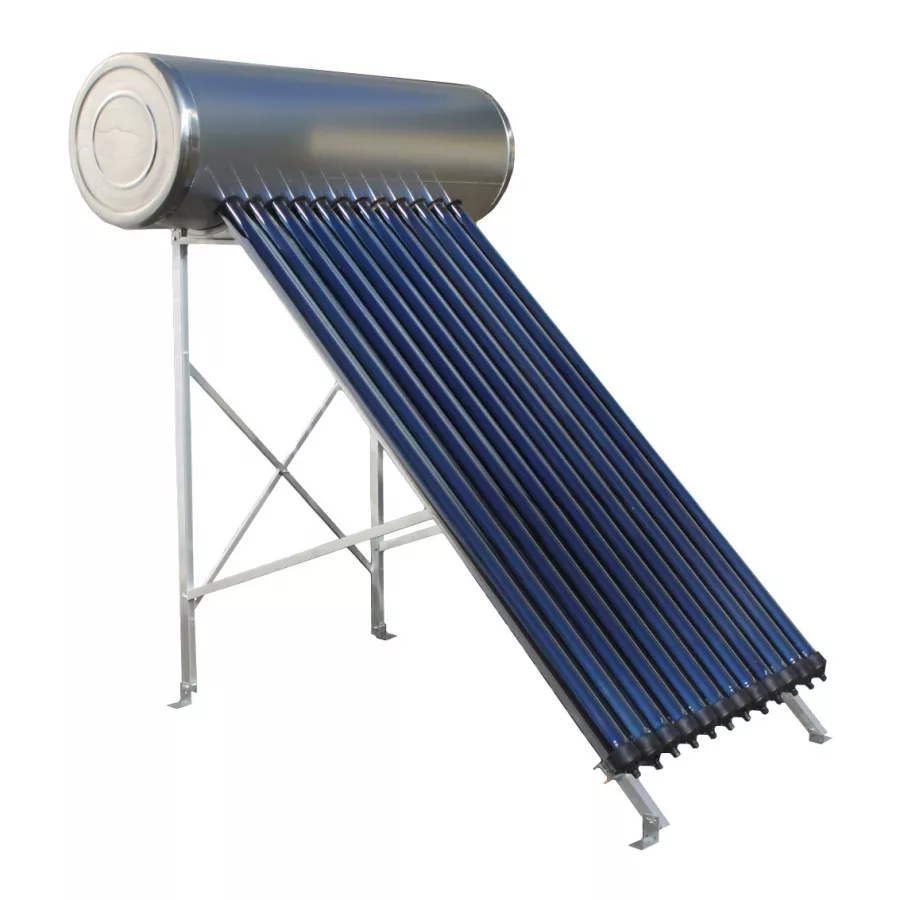 Panou solar apa calda cu 12 tuburi vidate heat pipe si boiler presurizat 150 litri Panosol PS150 - suport terasa