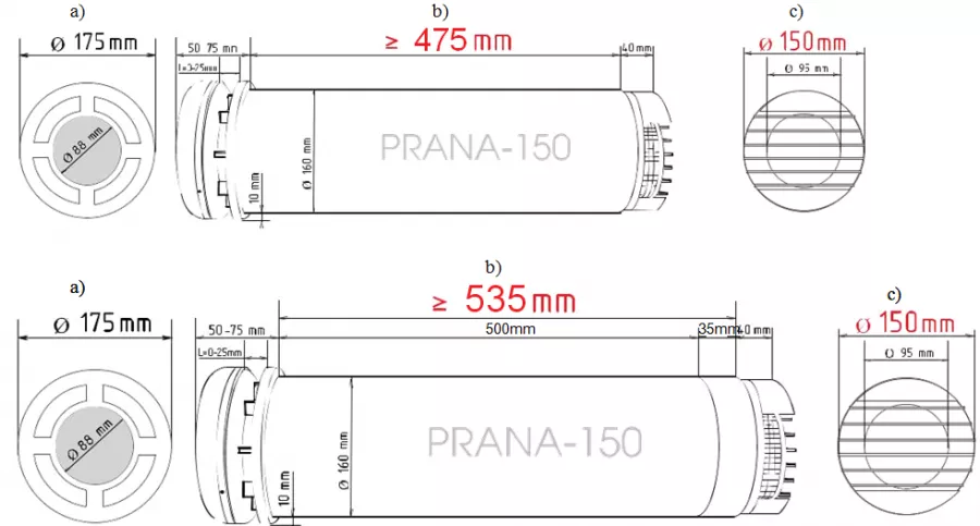 Recuperator de caldura Prana 150 Premium Plus