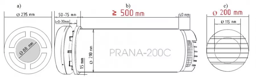 Recuperator de caldura Prana 200C Premium Plus