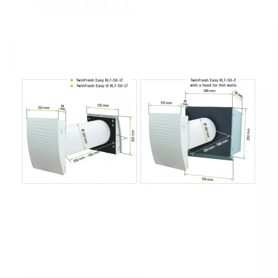 Recuperatoare de caldura - Sistem ventilatie Vents TwinFresh Easy-D RL7-50-2, climasoft.ro