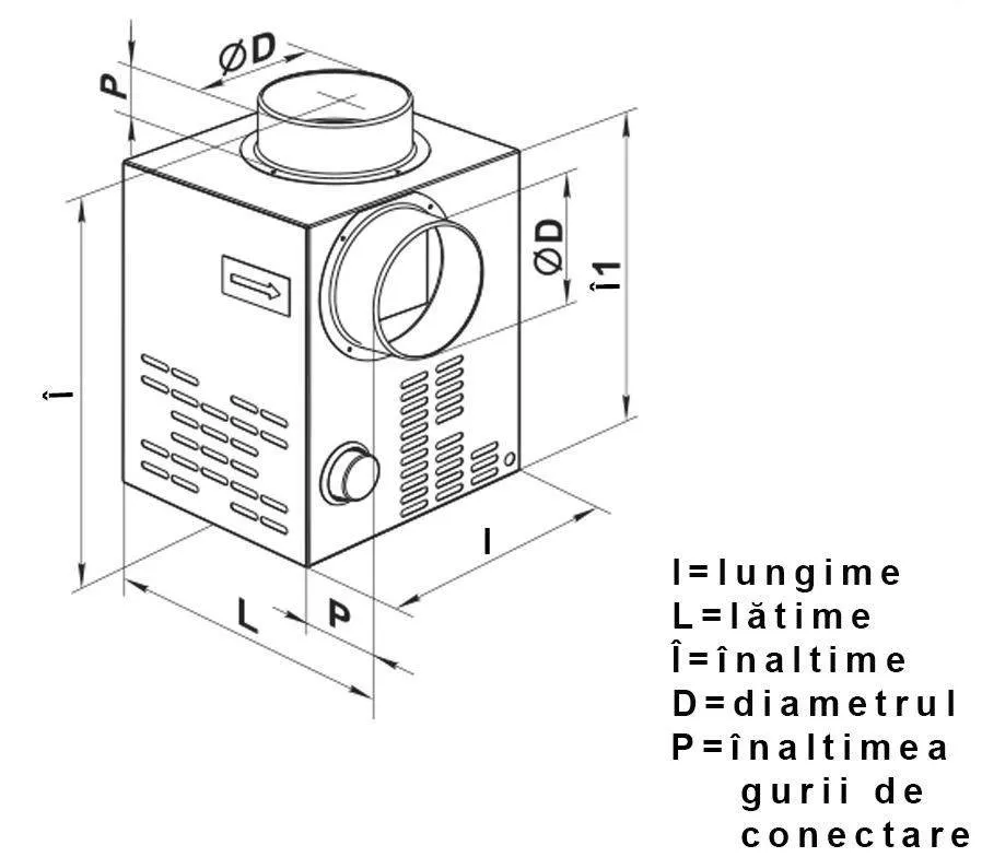 Ventilator Centrifugal Vents KAM 150, debit 520 mc/h