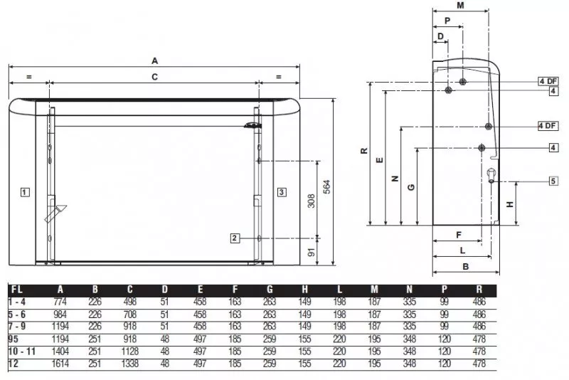 Ventiloconvectoare de pardoseala - Ventiloconvector carcasat GALLETTI ESTRO F95L - 2 tevi, climasoft.ro