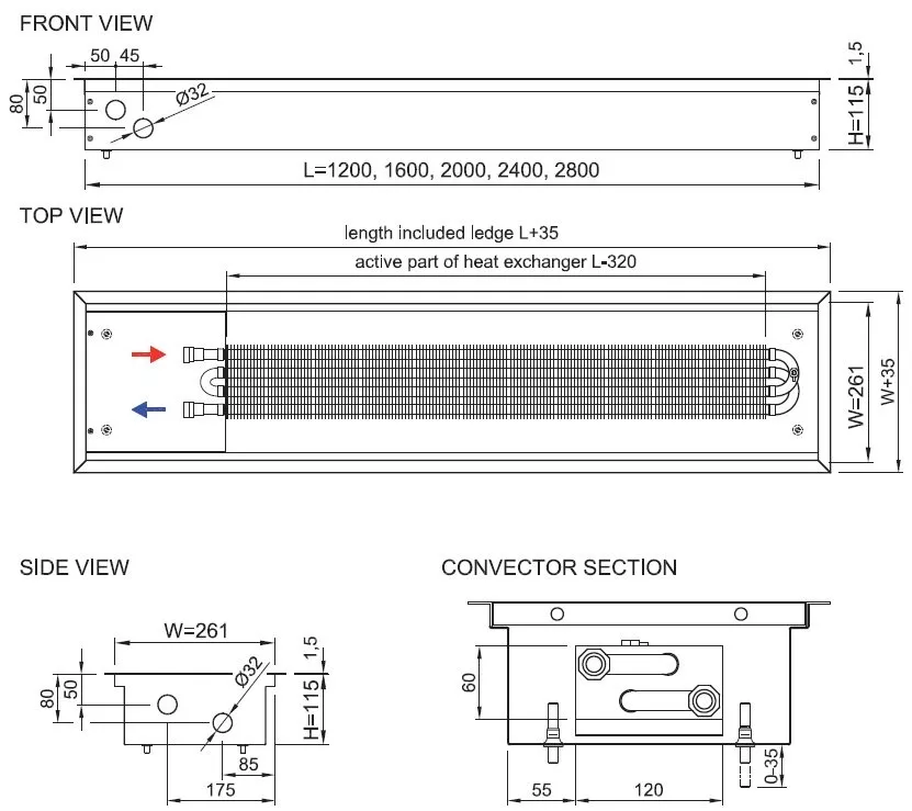 Ventiloconvector de pardoseala ingropat ISAN - PRACTIC FSK41-11- 2400
