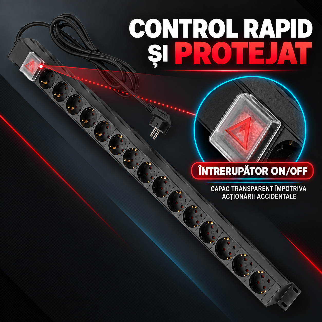 Intrerupator ON OFF protejat PDU Emtex PDU15K