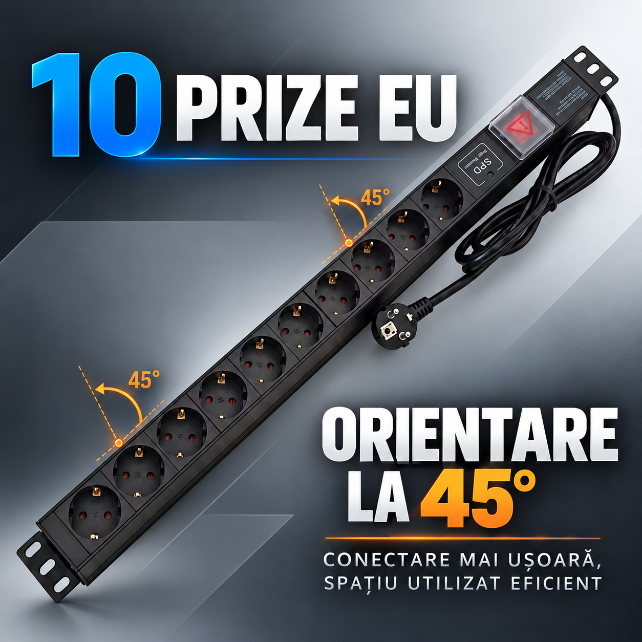 PDU Emtex 10 prize Schuko orientate la 45 grade