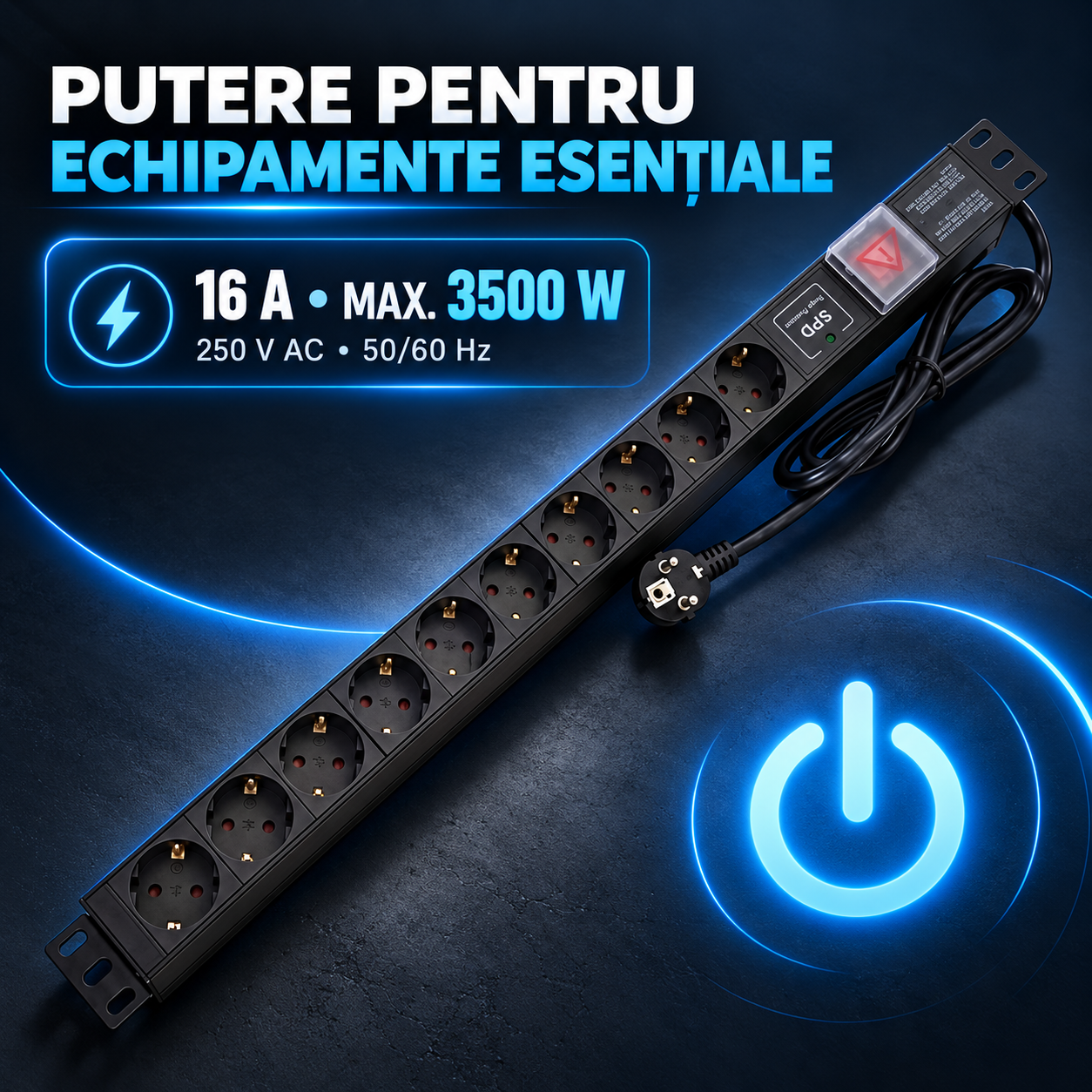 PDU Emtex PDU10PK 16A putere maxima 3500W