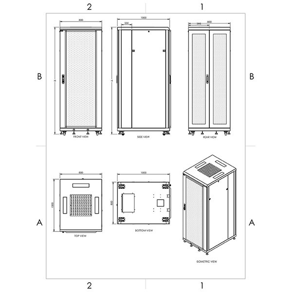 Cabinete metalice (rack) Rack 19'' 39U 800x1000, de podea, a...