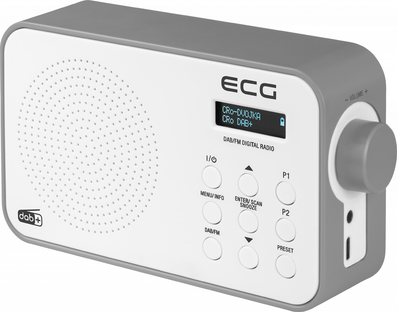 Radio portabil ECG RD 110 DAB cu tuner DAB+ si FM, alb, 1,2 W, memorie 30 de