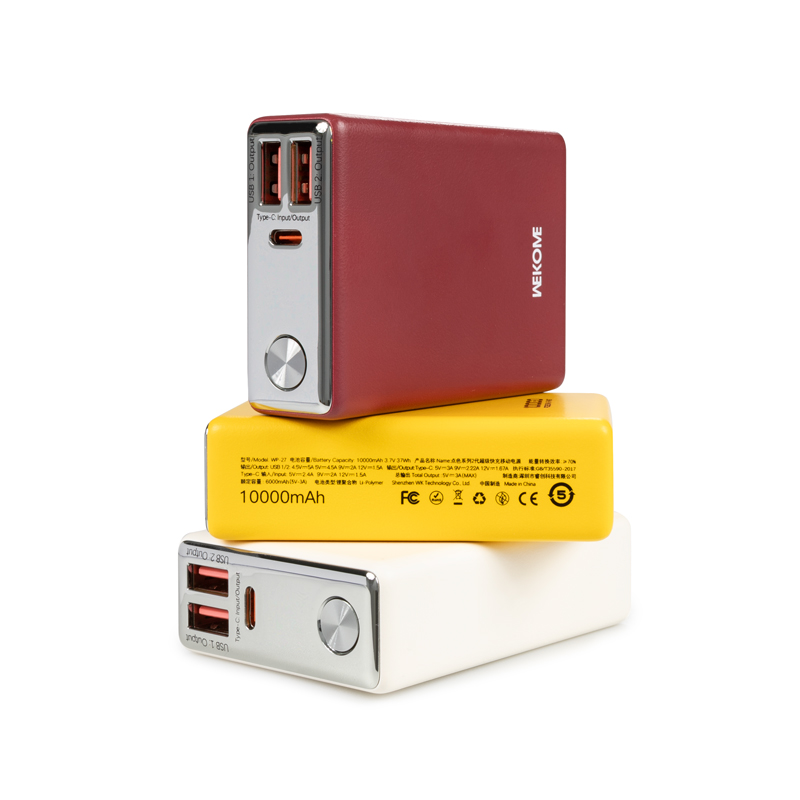 WEKOME WP-27 Tint Series - Power bank 10000 mAh Super Fast Charging USB-C PD 20W + 2x USB-A QC3.0 22.5W (Roșu)