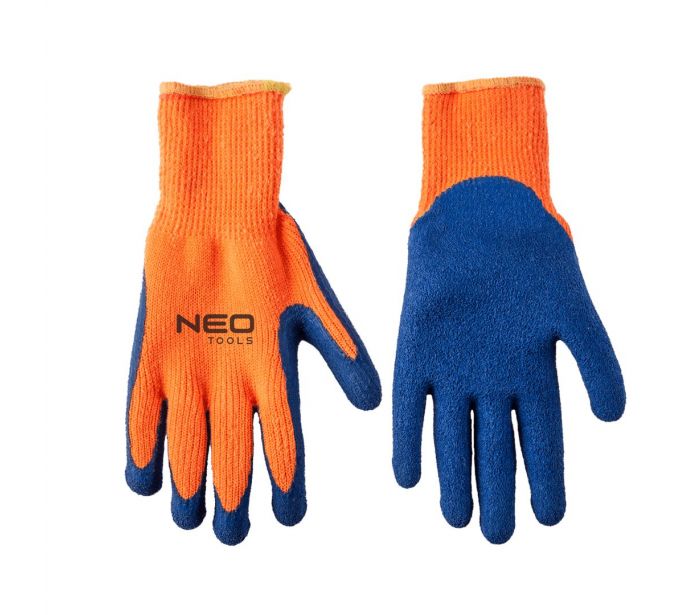 Manusi de lucru din latex, portocaliu/albastru, marimea XL, NEO