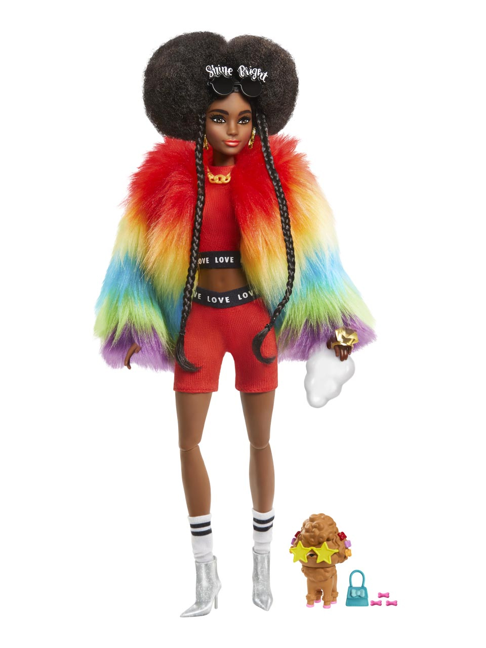 town penance Toll Papusa Barbie Extra Style Rainbow Coat | Travel FREE