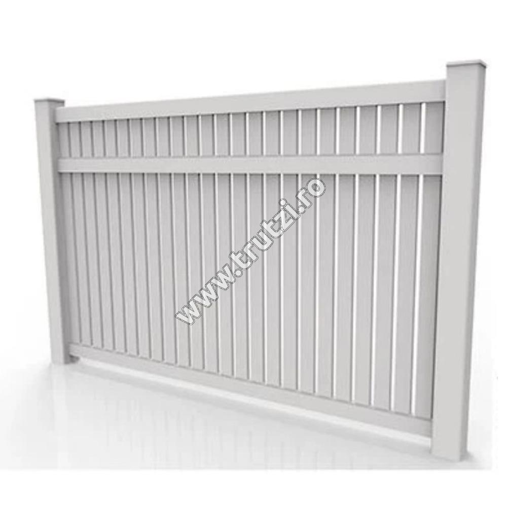 Porți și garduri din PVC - 15801 PANOU GARD PVC MODEL PRIVACY SI ZABRELE, 1820*2440, ALB, trutzi.ro
