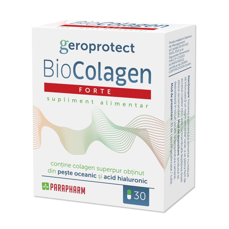 Îngrijirea tenului - BioColagen Forte, 30 capsule, Parapharm, farmaciamare.ro
