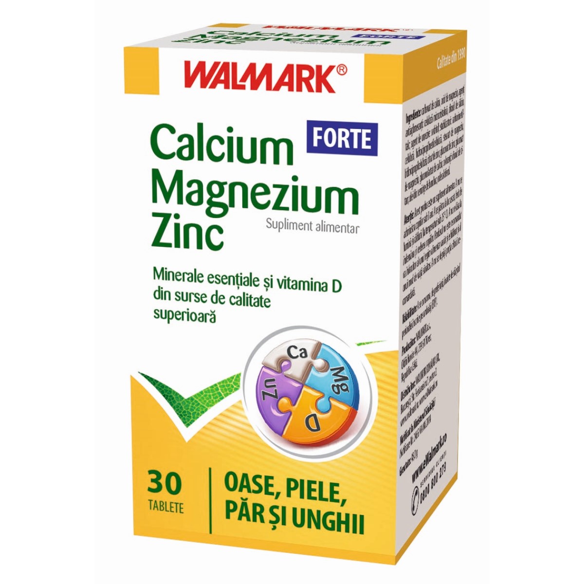 Oase, mușchi și articulații - Calcium Magnezium Zinc Forte, 30 tablete, Walmark, farmaciamare.ro