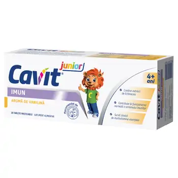 Sănătatea copiilor - Cavit Imun-Junior, aroma de vanilie, 20 tablete masticabile, Biofarm, farmaciamare.ro