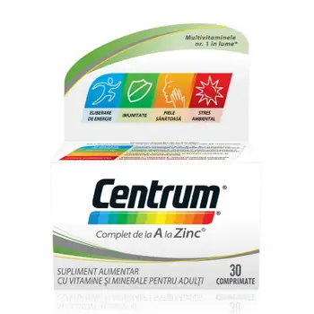 Multivitamine și minerale - Centrum Complet de la A la Zinc, 30 comprimate, Gsk, farmaciamare.ro