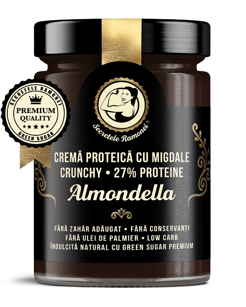 Gustări sănătoase - Crema proteica cu migdale cruncy Almondella, Secretele Ramonei, 350g, Remedia, farmaciamare.ro