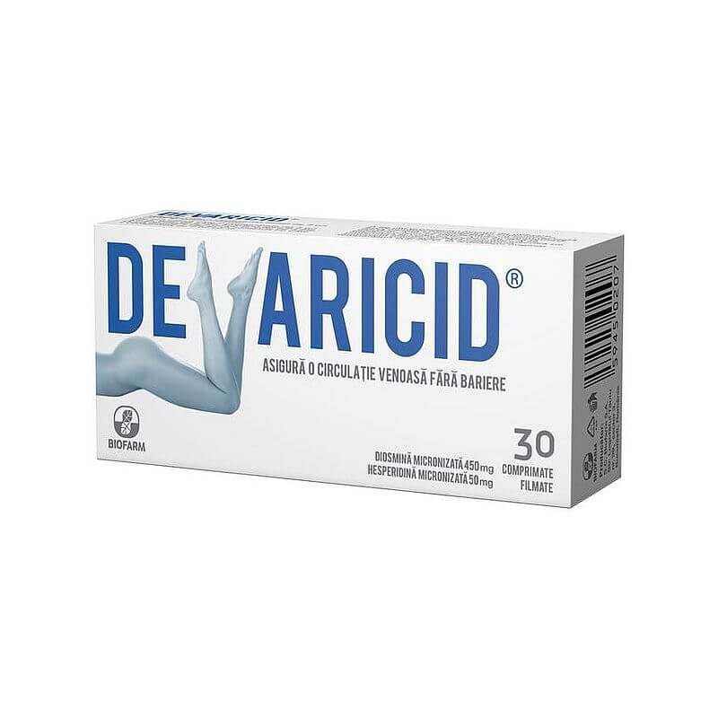 Afecțiuni circulatorii - Devaricid, 30 comprimate, Biofarm, farmaciamare.ro