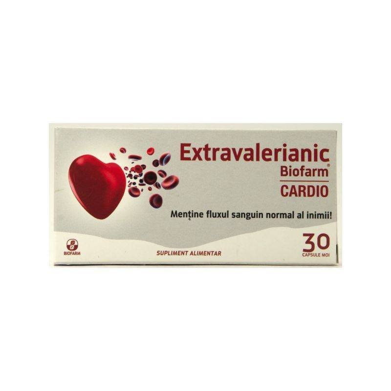Afecțiuni circulatorii - Extravalerianic Cardio, 30 capsule moi, Biofarm, farmaciamare.ro