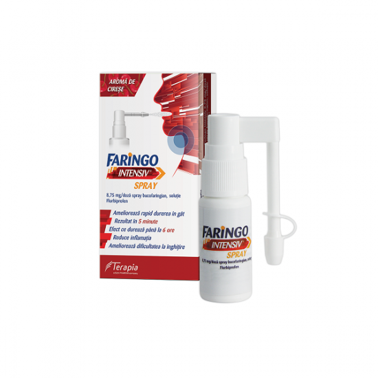 Răceală, gripă, tuse - Faringo Intensiv spray 8.75 mg/doza, 15 ml, Terapia, farmaciamare.ro