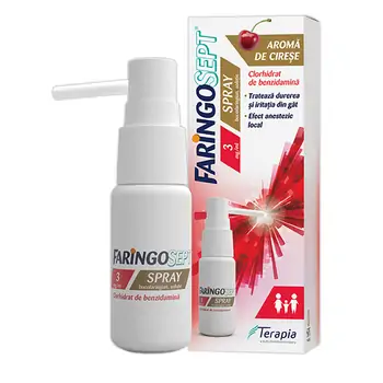Răceală, gripă, tuse - Faringosept spray 3mg/ml, 30ml, Terapia, farmaciamare.ro