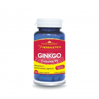 Memorie și concentrare - Ginkgo + Curcumin95, 60 capsule, Herbagetica, farmaciamare.ro