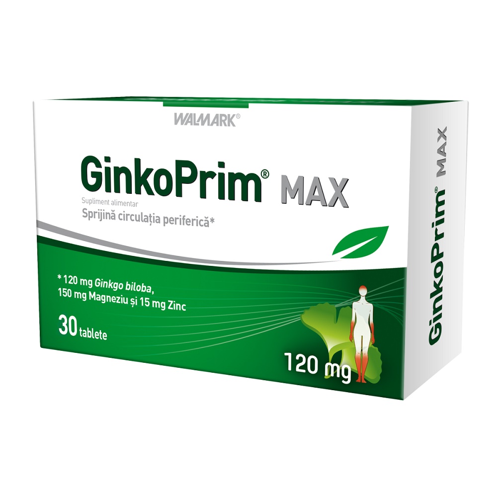 Afecțiuni circulatorii - GinkoPrim Max 120mg, 30 tablete, Walmark, farmaciamare.ro