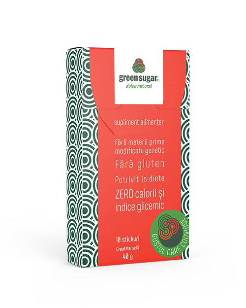 Produse fără zahăr - Green Sugar indulcitor natural Stick-uri, 10 bucati, Remedia, farmaciamare.ro