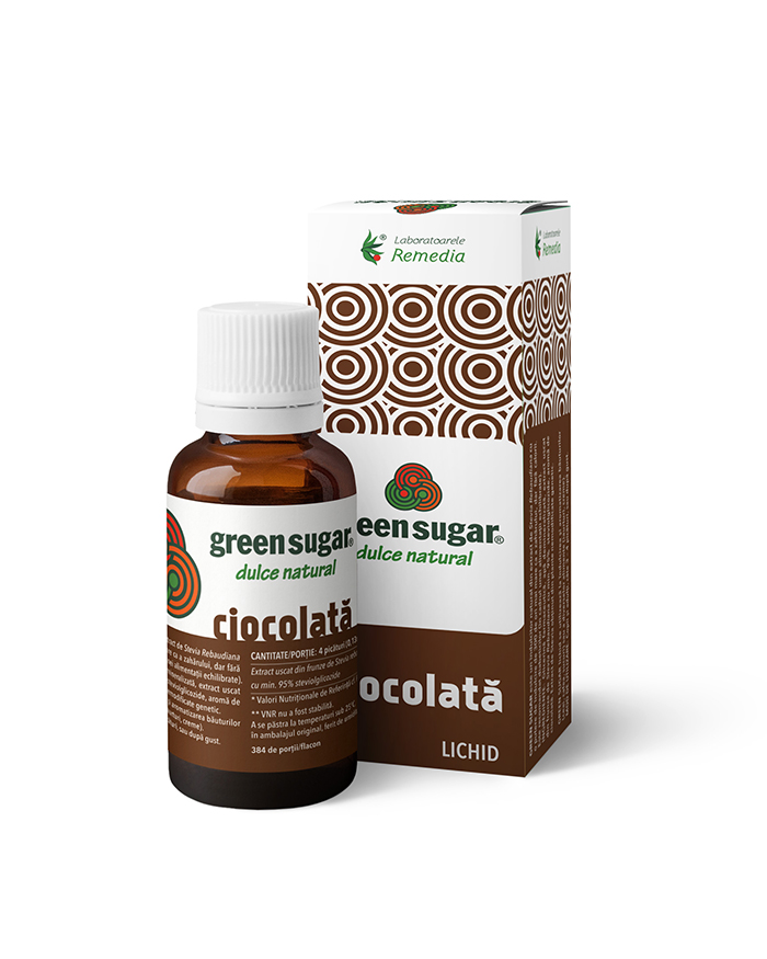 Diabet - Green sugar lichid cu aroma de ciocolata, 50 ml, Remedia, farmaciamare.ro