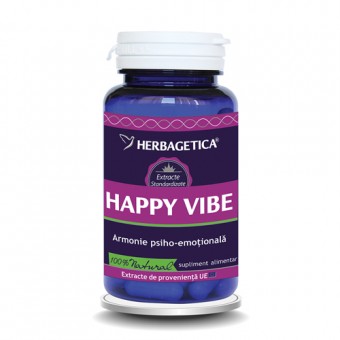 Sistemul nervos (tonice, pentru stres) - Happy Vibe, 60 capsule, Herbagetica, farmaciamare.ro