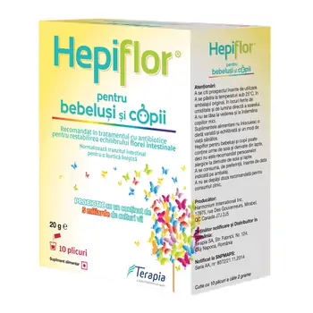 Sănătatea copiilor - Hepiflor pentru bebelusi si copii, 10 plicuri, Terapia, farmaciamare.ro