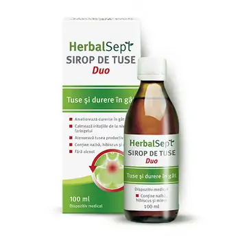 Răceală, gripă și tuse - HerbalSept Duo sirop de tuse, 100 ml, Zdrovit, farmaciamare.ro