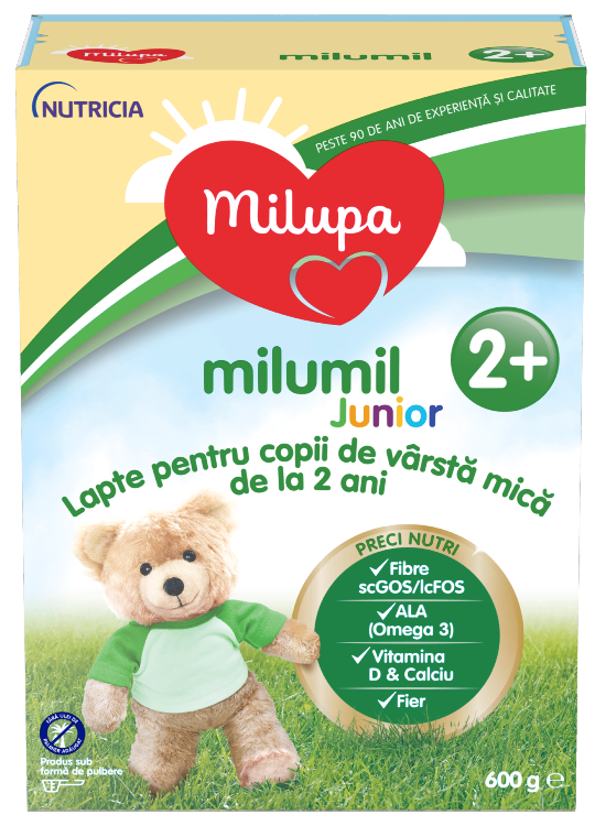 Alimente și băuturi pentru copii - Lapte praf Milumil Junior 2+, 600g, Milupa, farmaciamare.ro