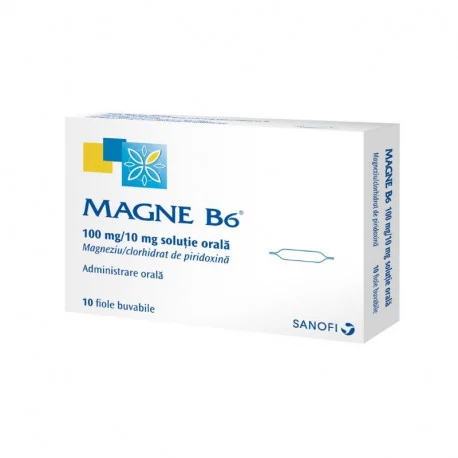 Sănătatea sistemului nervos - Magne B6 100mg/10mg, 10 fiole x10ml, Sanofi, farmaciamare.ro