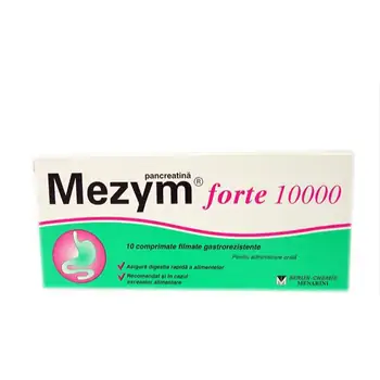 Afecțiuni gastro-intestinale - Mezym Forte 10000, 10 comprimate, Berlin-Chemie, farmaciamare.ro