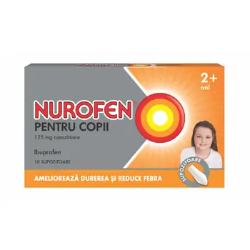 Analgezice, antiinflamatoare - Nurofen supozitoare pentru copii +2 ani, 125 mg, 10 supozitoare, Reckitt Benckiser, farmaciamare.ro