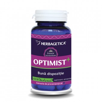 Sistemul nervos (tonice, pentru stres) - Optimist+, 60 capsule, Herbagetica, farmaciamare.ro
