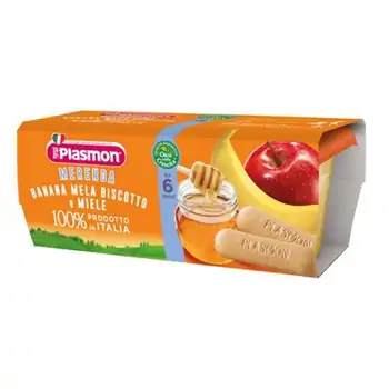 Alimente și băuturi pentru copii - Piure de banane, mere, biscuiti si miere,+6 luni, 3 x 120g, Plasmon, farmaciamare.ro