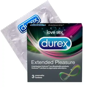 Protecție și lubrifianți - Prezervative Extended Pleasure, 3 bucăti, Durex, farmaciamare.ro