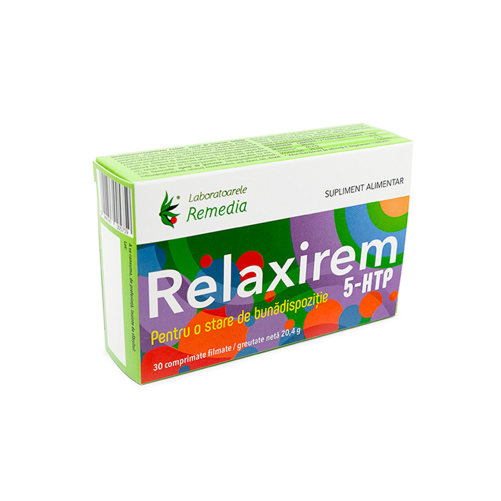 Multivitamine și minerale - Relaxirem 5HTP, 30 comprimate, Remedia, farmaciamare.ro