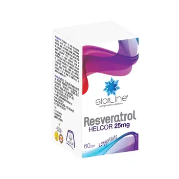 Afecțiuni circulatorii - Resveratrol 25mg, 60 comprimate, Helcor, farmaciamare.ro