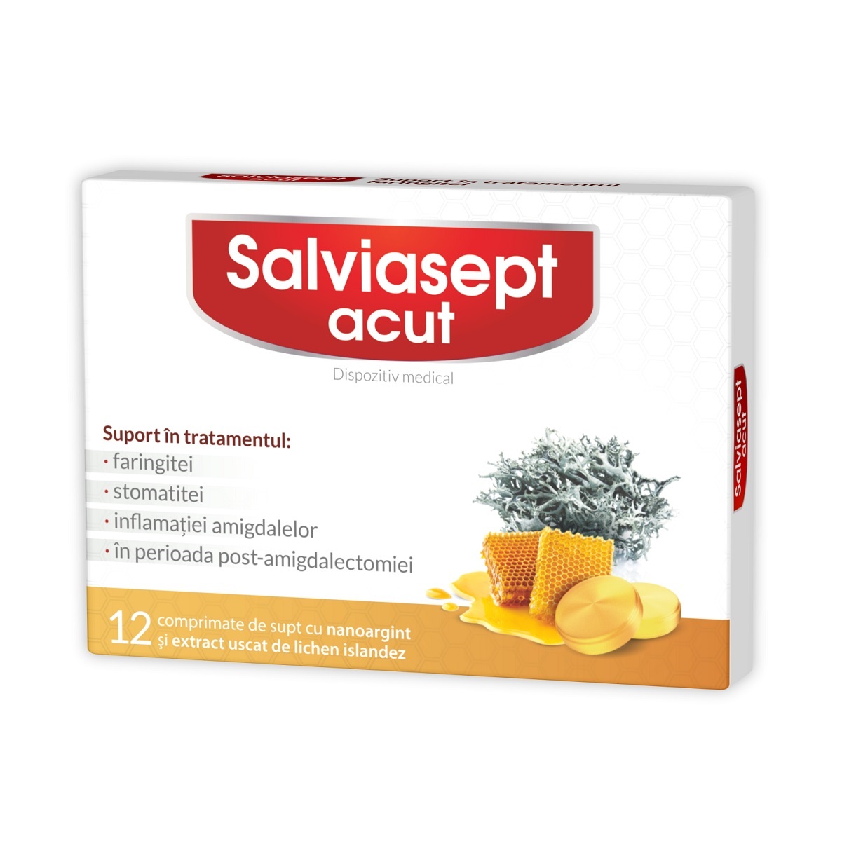 Răceală, gripă și tuse - Salviasept Acut, 12 comprimate, Zdrovit, farmaciamare.ro