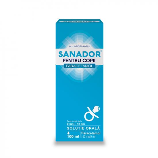 Răceală, gripă, tuse - Sanador sirop pentru copii, 150mg/5ml, 100 ml, Laropharm, farmaciamare.ro