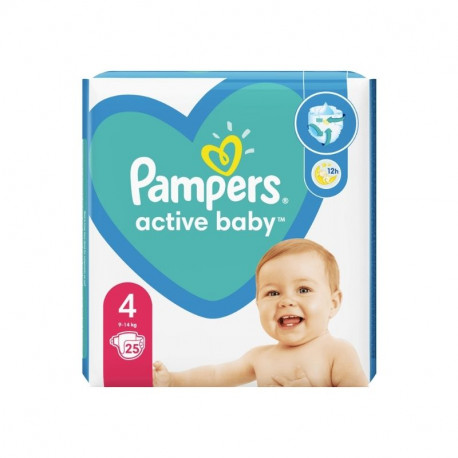 Scutece și șervețele - Scutece Active Baby, marimea 4, 9-14 kg, 25 bucati, Pampers, farmaciamare.ro