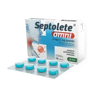 Răceală, gripă, tuse - Septolete Omni, 16 comprimate de supt, KRKA, farmaciamare.ro