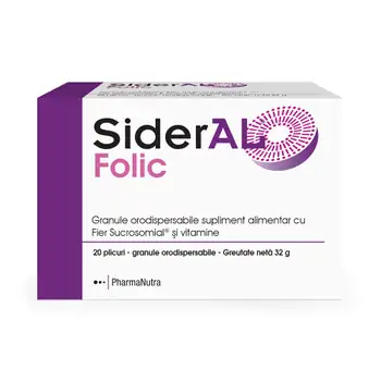 Multivitamine și minerale - Sideral Folic, 20 plicuri, Solacium, farmaciamare.ro