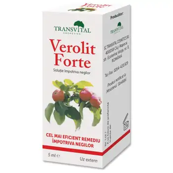 Veruci, bataturi - Solutie impotriva negilor, Verolit Forte, 5 ml, Transvital, farmaciamare.ro