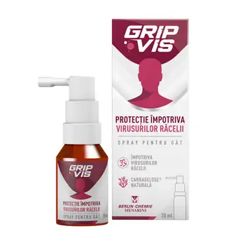 Răceală, gripă și tuse - GripVis Spray pentru gat , 20ml, Berlin Chemie, farmaciamare.ro