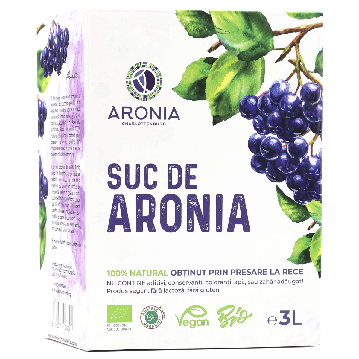 Produse BIO - Suc de Aronia 100% Natural Ecologic, 3L, Aronia, farmaciamare.ro