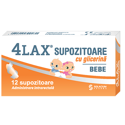 Sănătatea copiilor - Supozitoare cu glicerina pentru bebe 4Lax, 12 bucati, Solacium, farmaciamare.ro